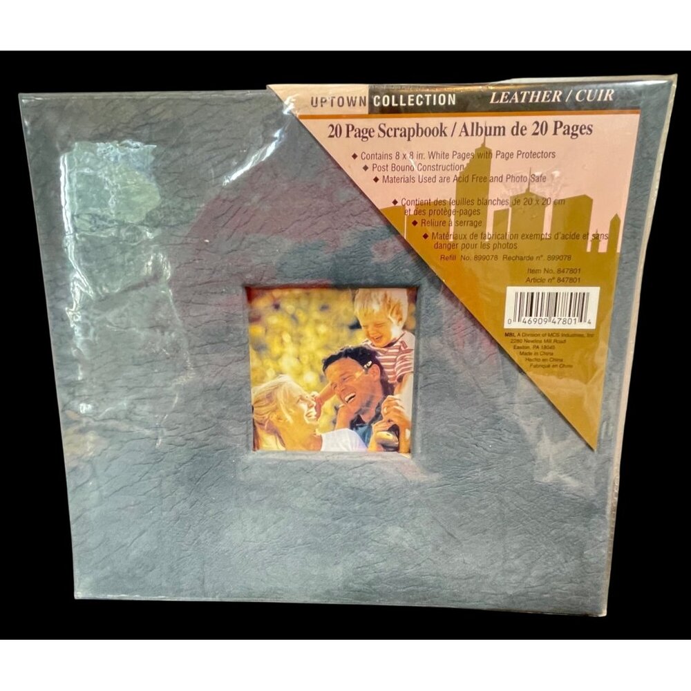 20 Page Uptown Collection Leather Scrapbook Album With Acid-Free 8x8 Pages & Pho